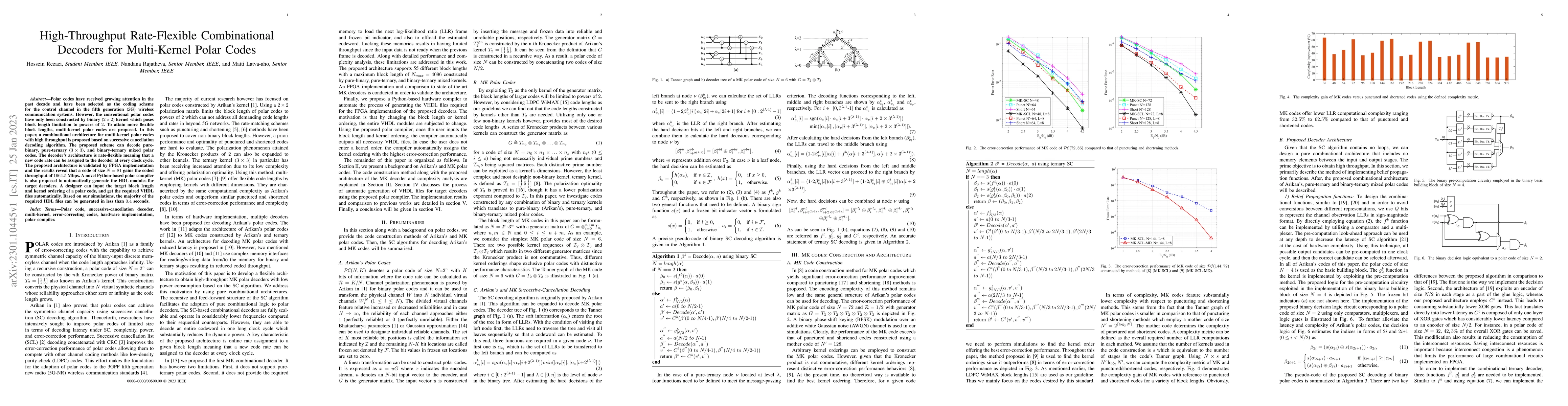 Thumbnail for High-Throughput Rate-Flexible Combinational Decoders for Multi-Kernel
  Polar Codes