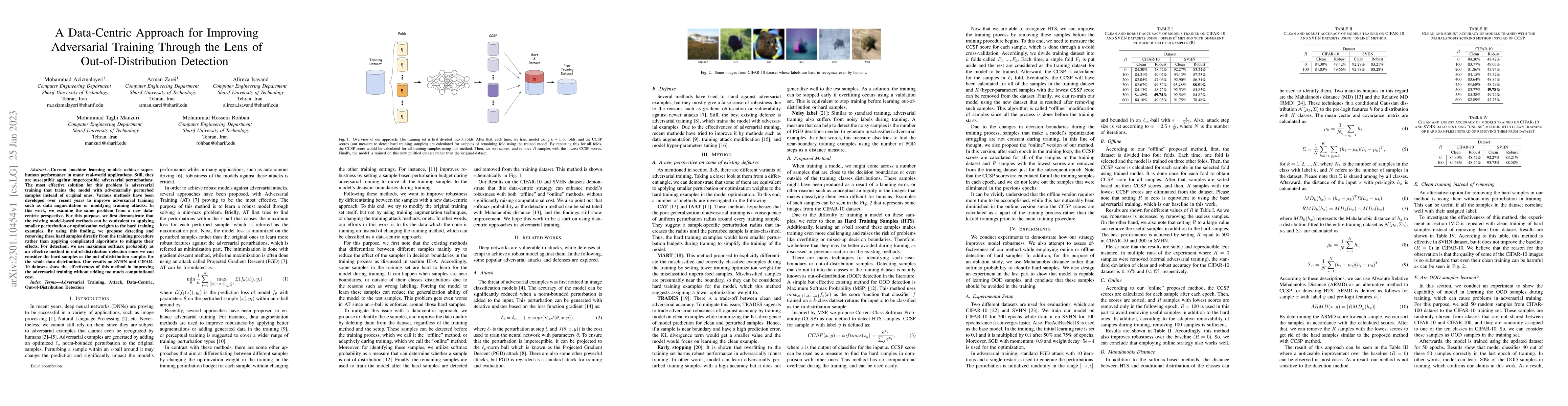 Thumbnail for A Data-Centric Approach for Improving Adversarial Training Through the
  Lens of Out-of-Distribution Detection