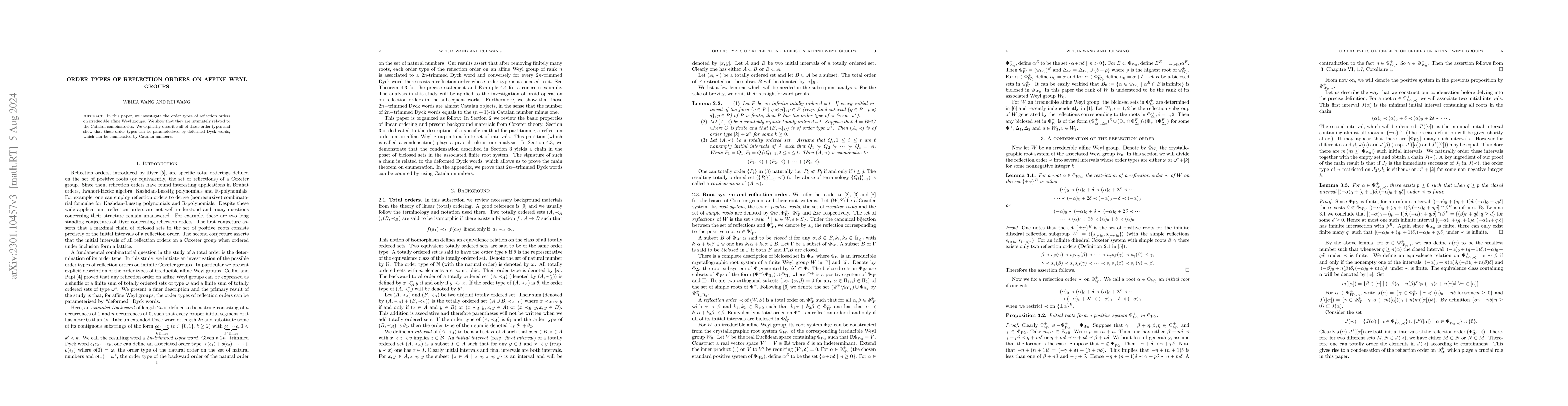 Thumbnail for Order types of reflection orders on affine Weyl groups