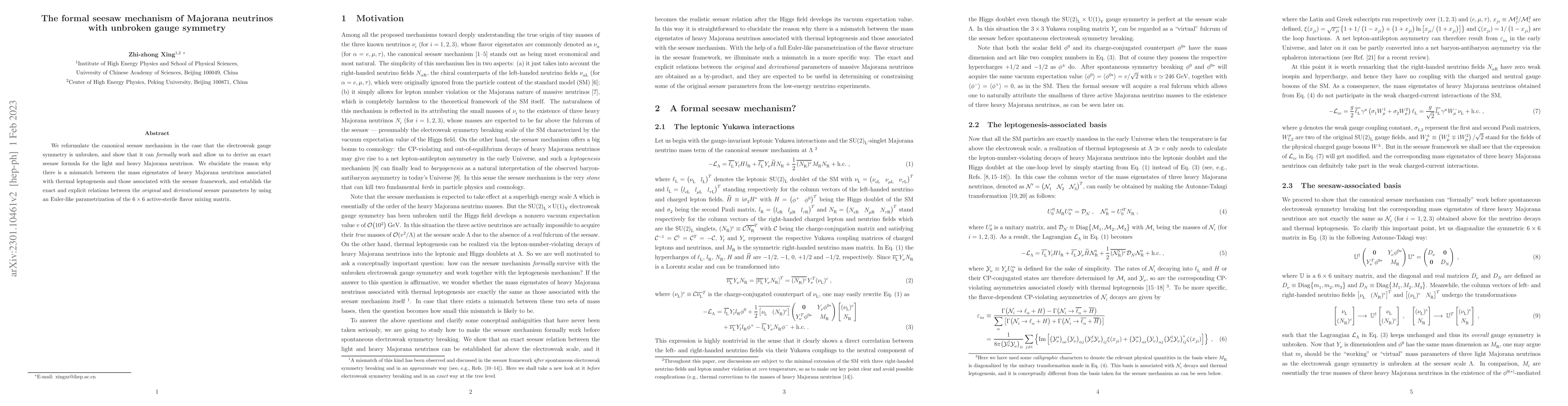 Thumbnail for The formal seesaw mechanism of Majorana neutrinos with unbroken gauge
  symmetry