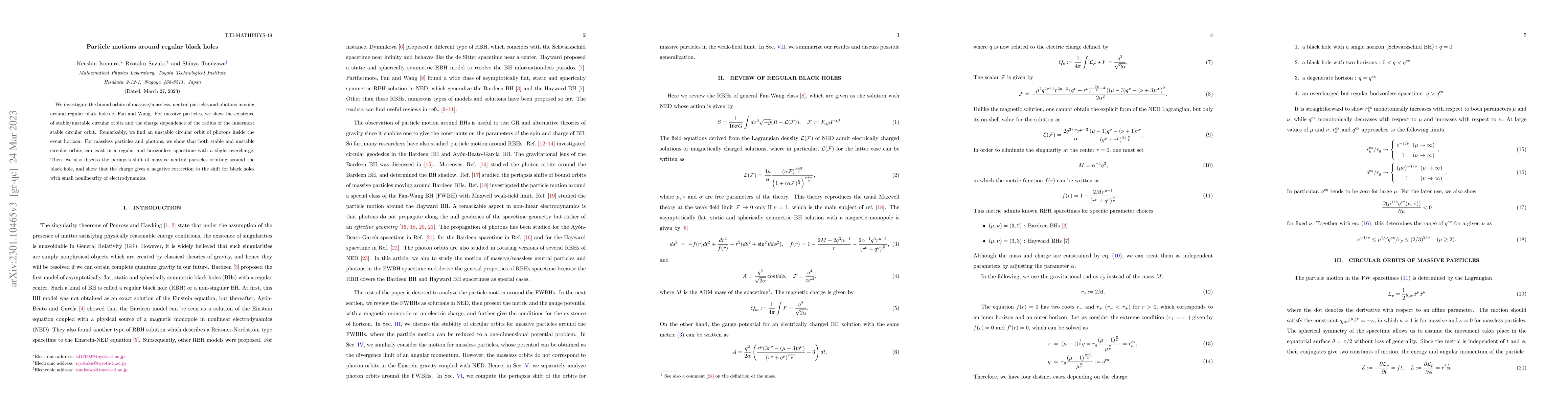 Thumbnail for Particle motions around regular black holes