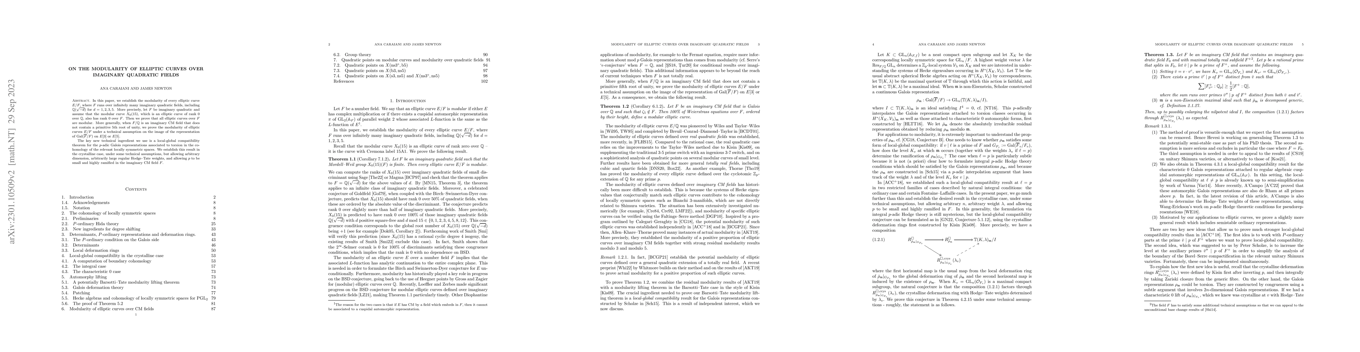 Thumbnail for On the modularity of elliptic curves over imaginary quadratic fields