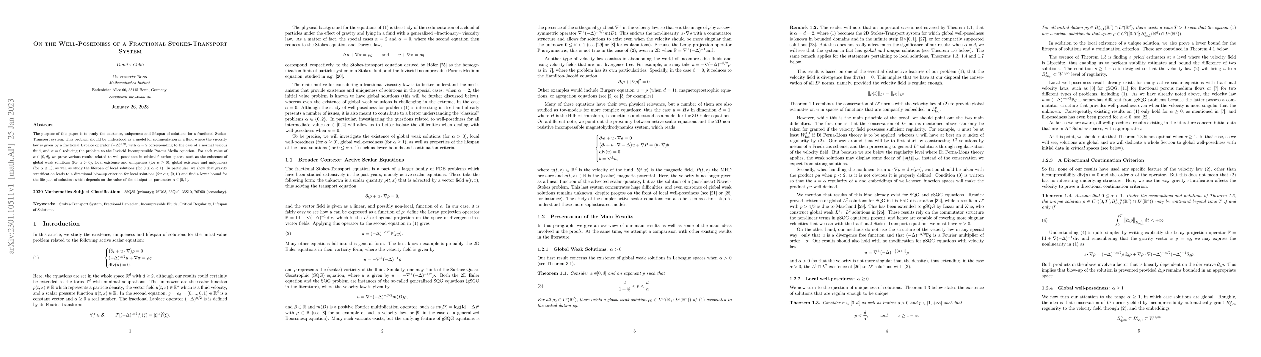 Thumbnail for On the Well-Posedness of a Fractional Stokes-Transport System