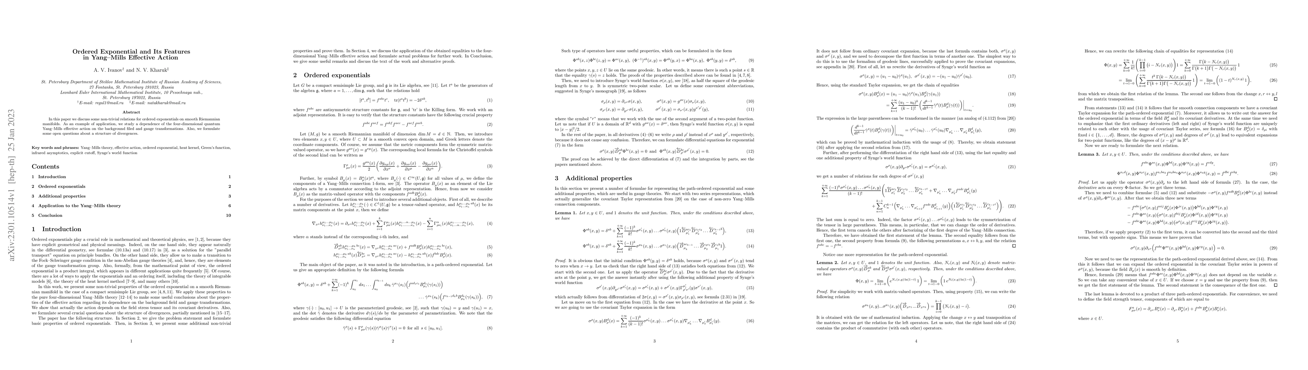 Thumbnail for Ordered Exponential and Its Features in Yang-Mills Effective Action