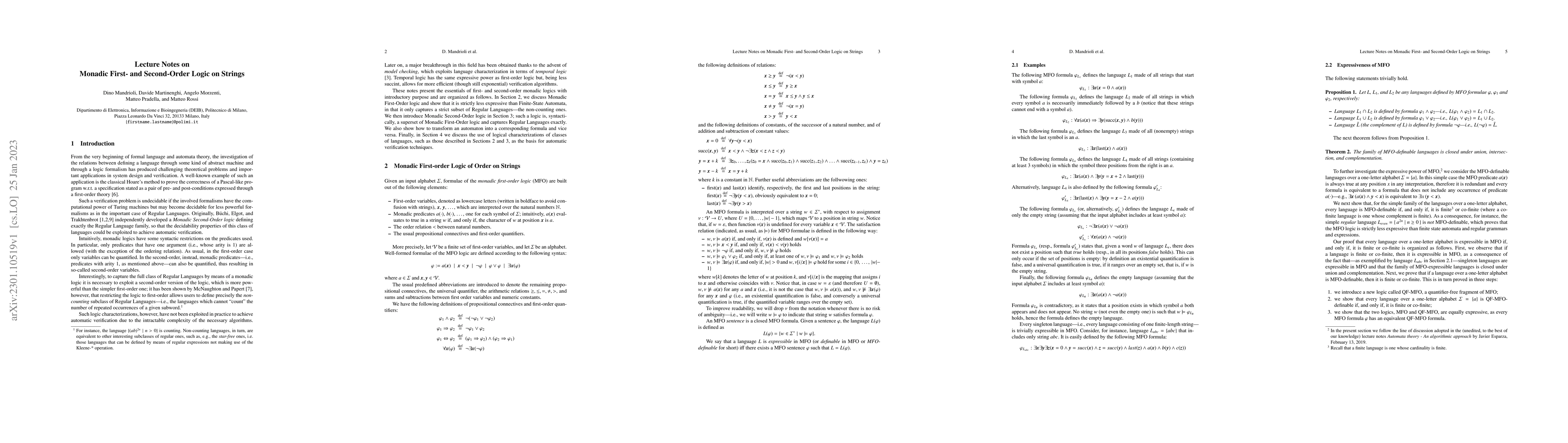 Thumbnail for Lecture Notes on Monadic First- and Second-Order Logic on Strings