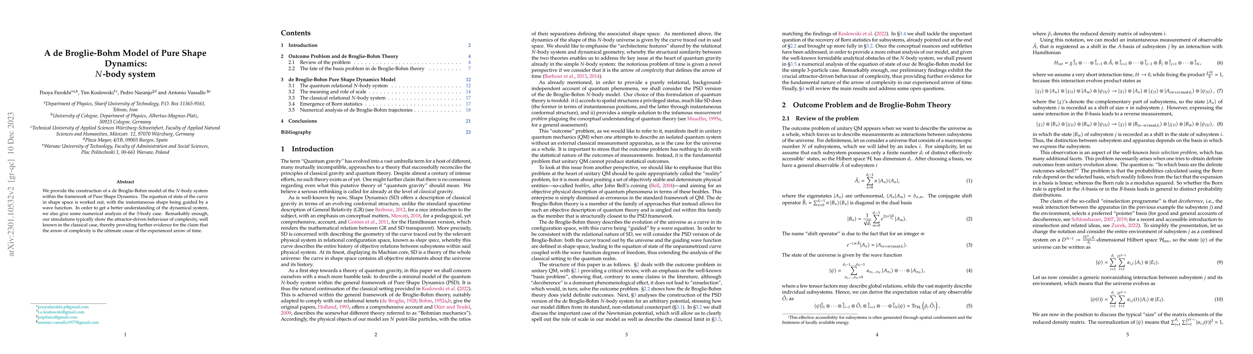 Thumbnail for A de Broglie-Bohm Model of Pure Shape Dynamics: $N$-body system
