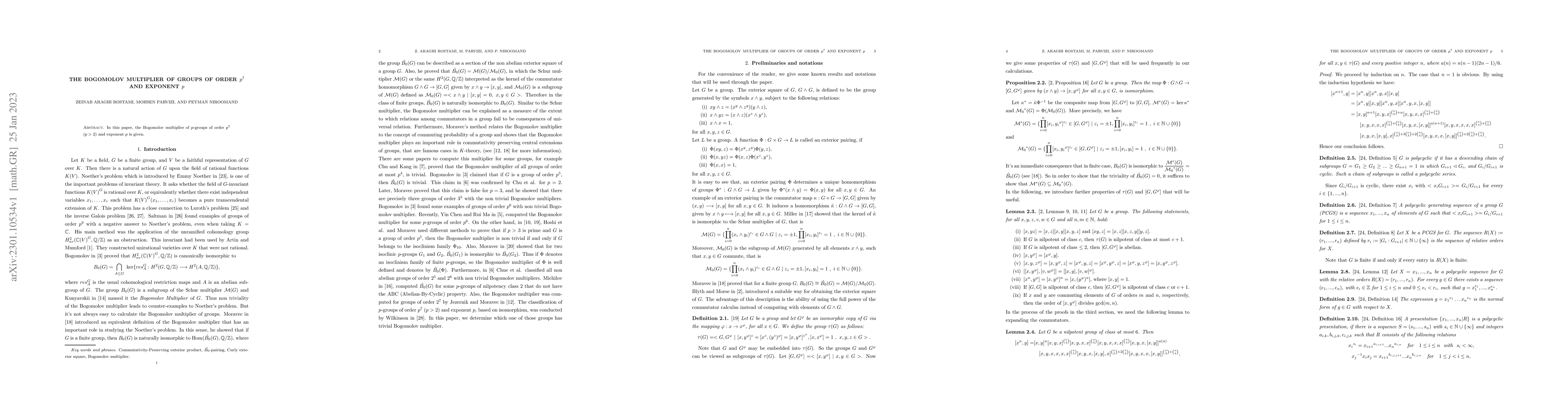 Thumbnail for The Bogomolov multiplier of groups of order $p^7$ and exponent $p$