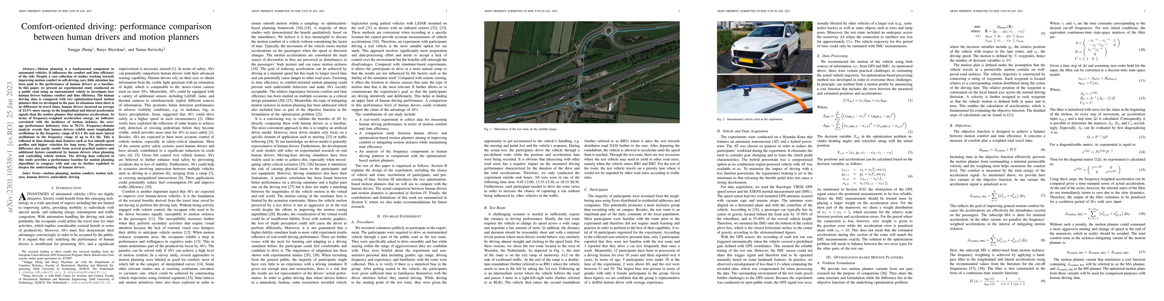 Thumbnail for Comfort-oriented driving: performance comparison between human drivers
  and motion planners