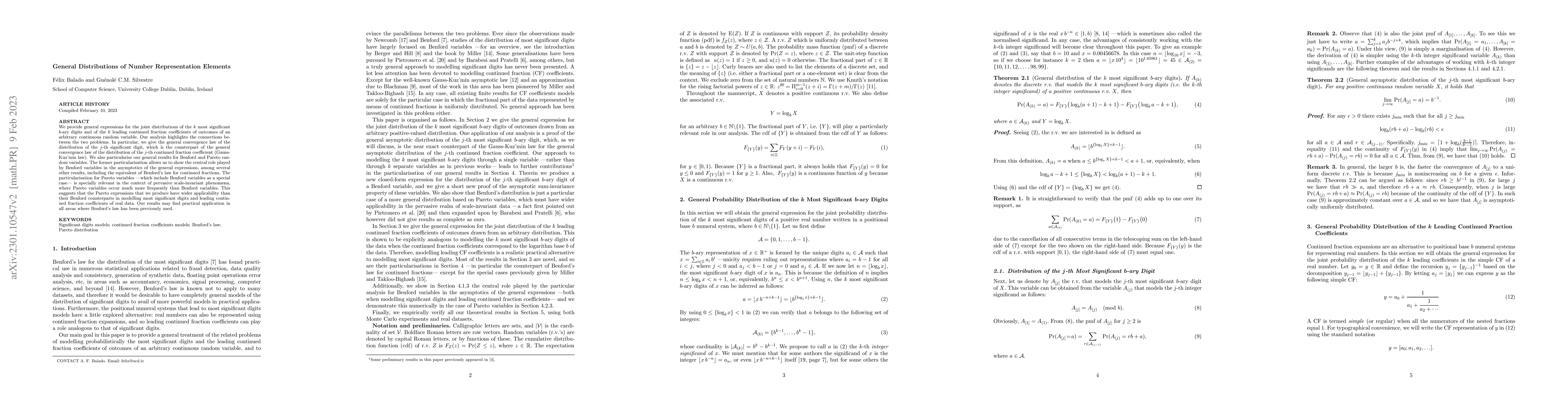 Thumbnail for General Distributions of Number Representation Elements