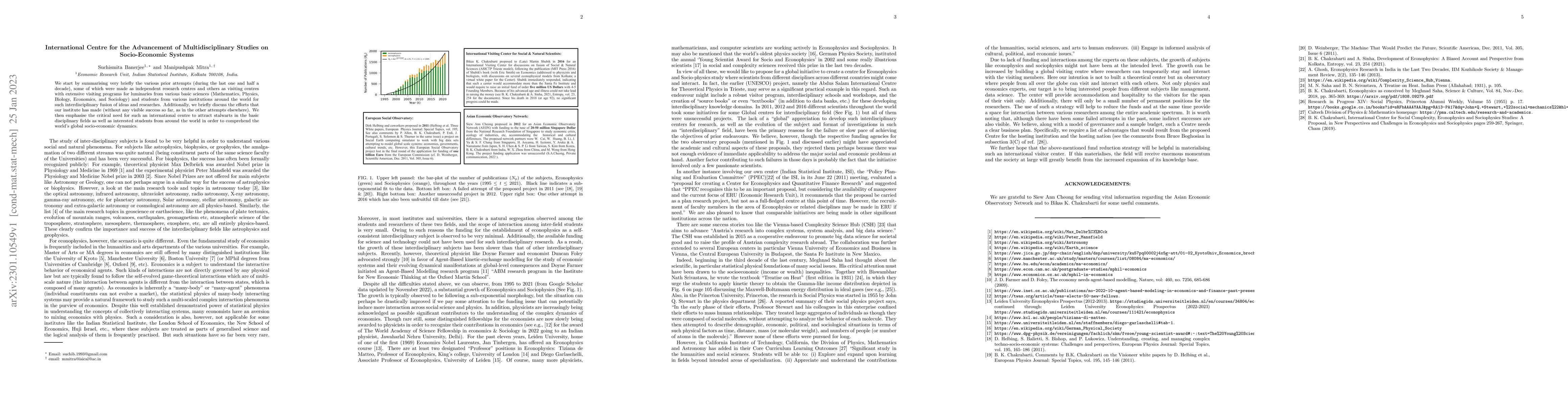 Thumbnail for International Centre for the Advancement of Multidisciplinary Studies on
  Socio-Economic Systems