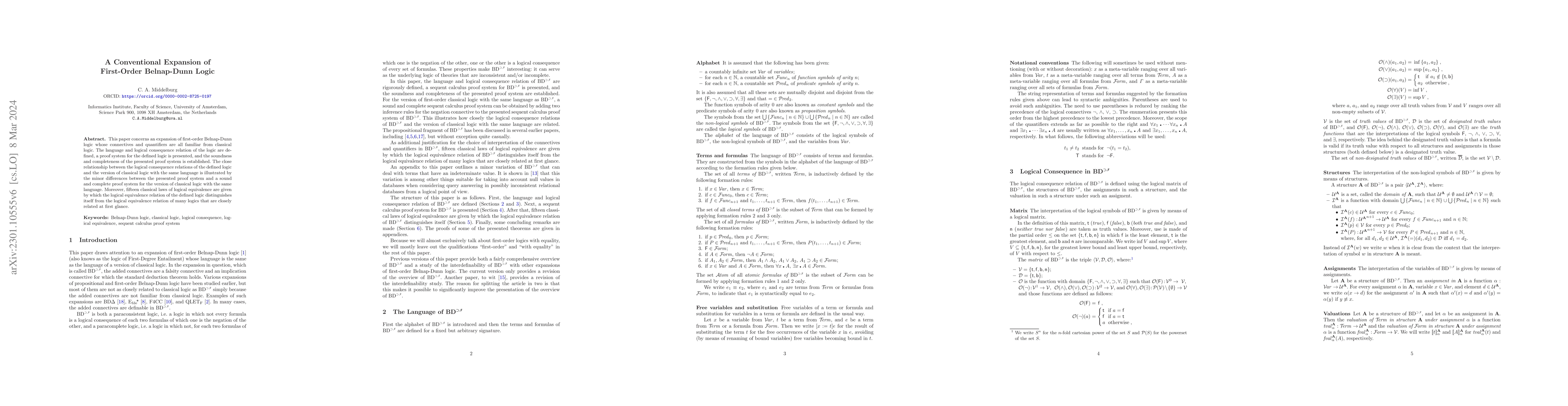 Thumbnail for A conventional expansion of first-order Belnap-Dunn logic