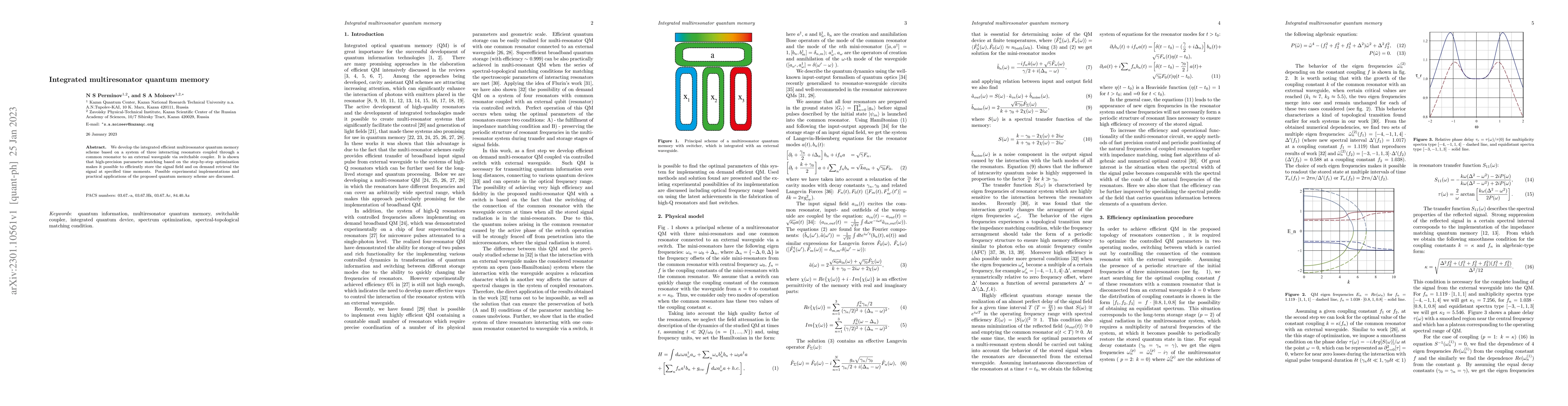 Thumbnail for Integrated multiresonator quantum memory