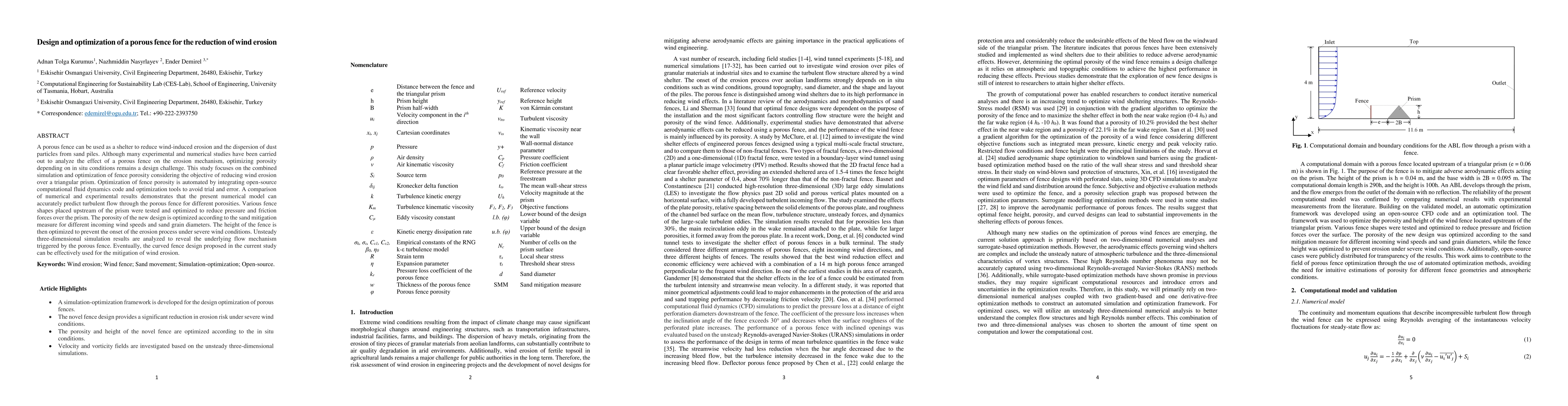 Thumbnail for Design and optimization of a porous fence for the reduction of wind
  erosion
