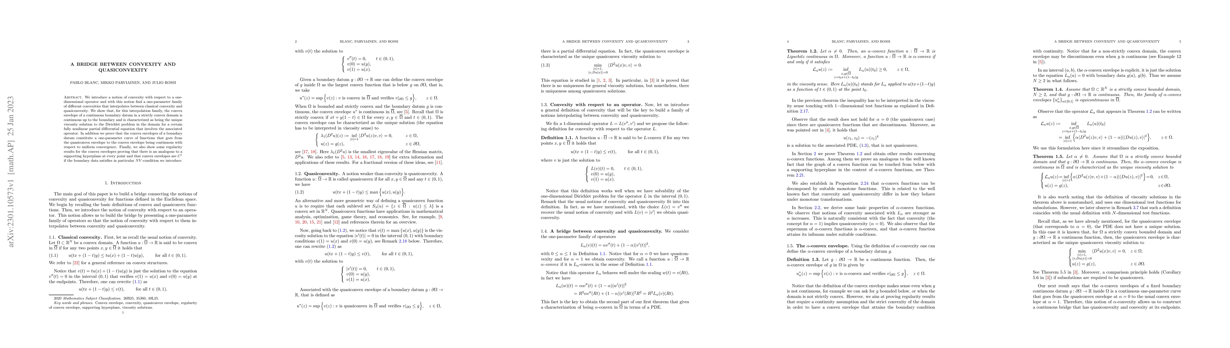 Thumbnail for A bridge between convexity and quasiconvexity