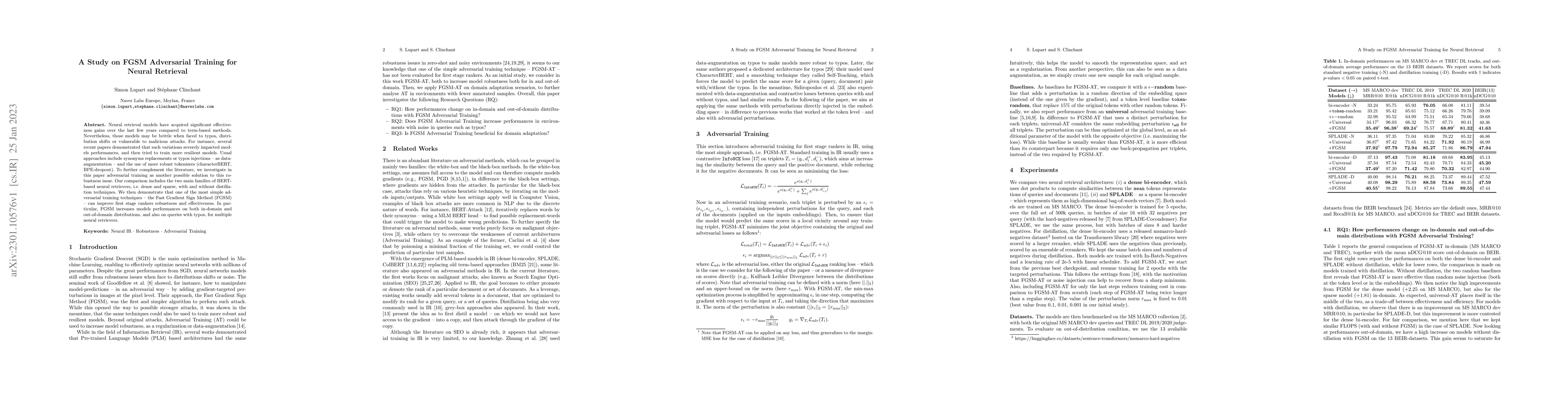 Thumbnail for A Study on FGSM Adversarial Training for Neural Retrieval
