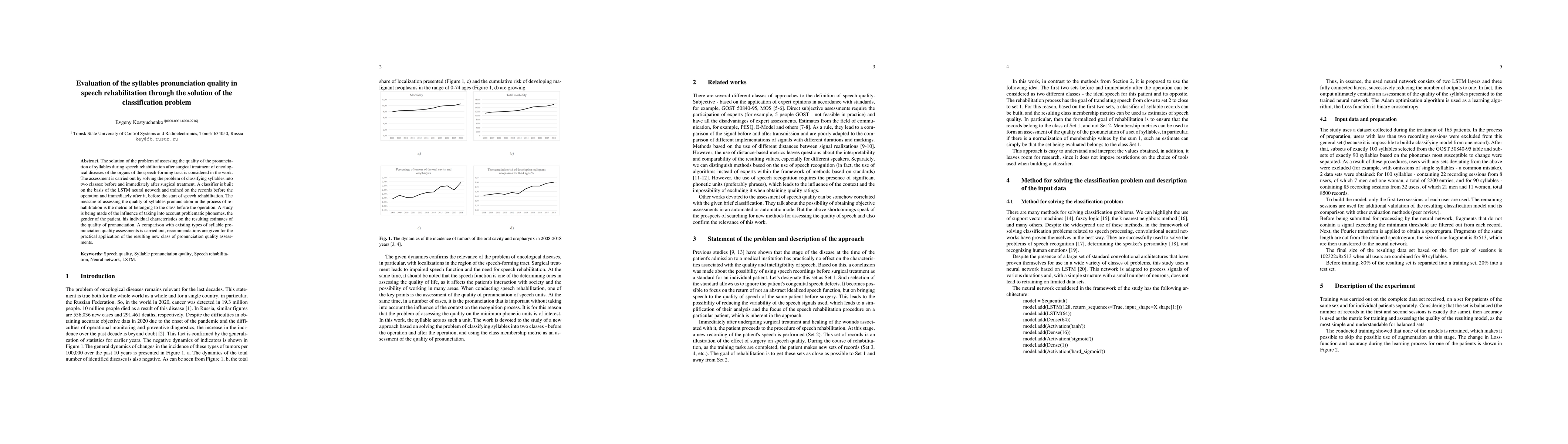 Thumbnail for Evaluation of the syllables pronunciation quality in speech
  rehabilitation through the solution of the classification problem