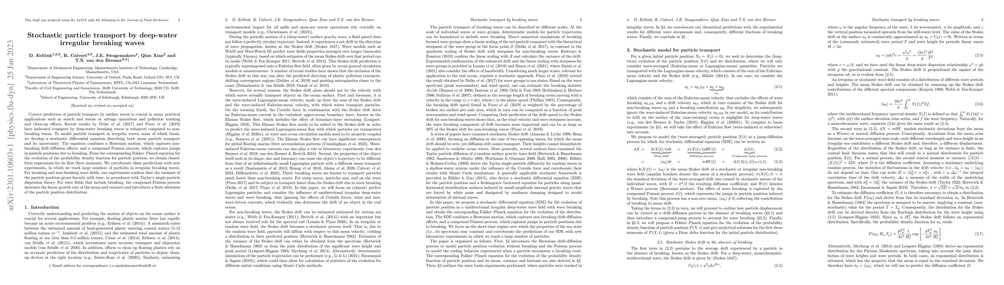 Thumbnail for Stochastic particle transport by deep-water irregular breaking waves