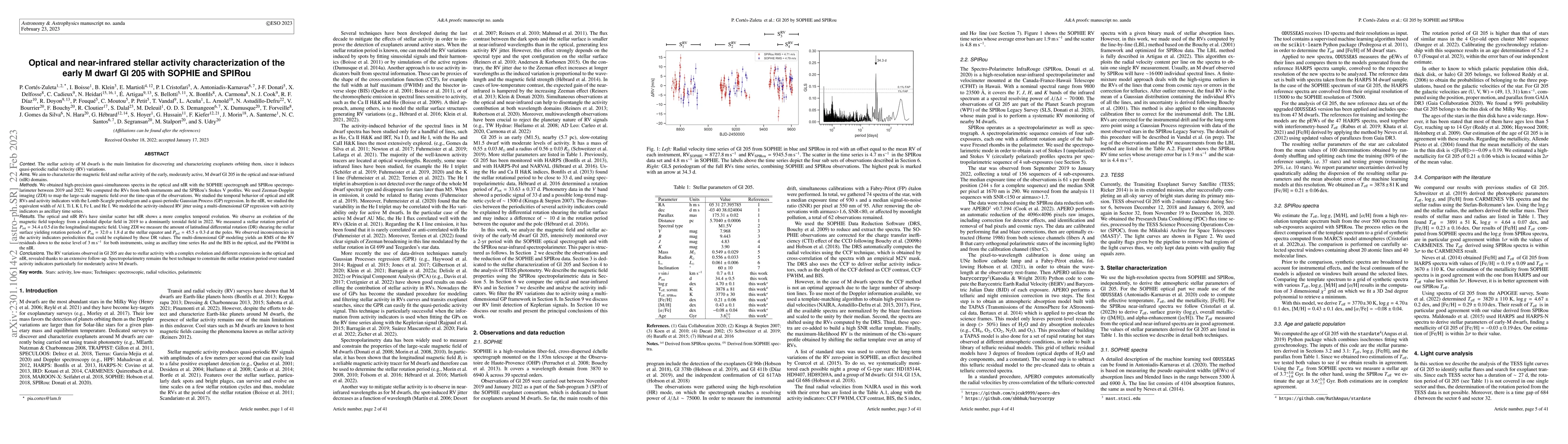 Thumbnail for Optical and near-infrared stellar activity characterization of the early
  M dwarf Gl~205 with SOPHIE and SPIRou