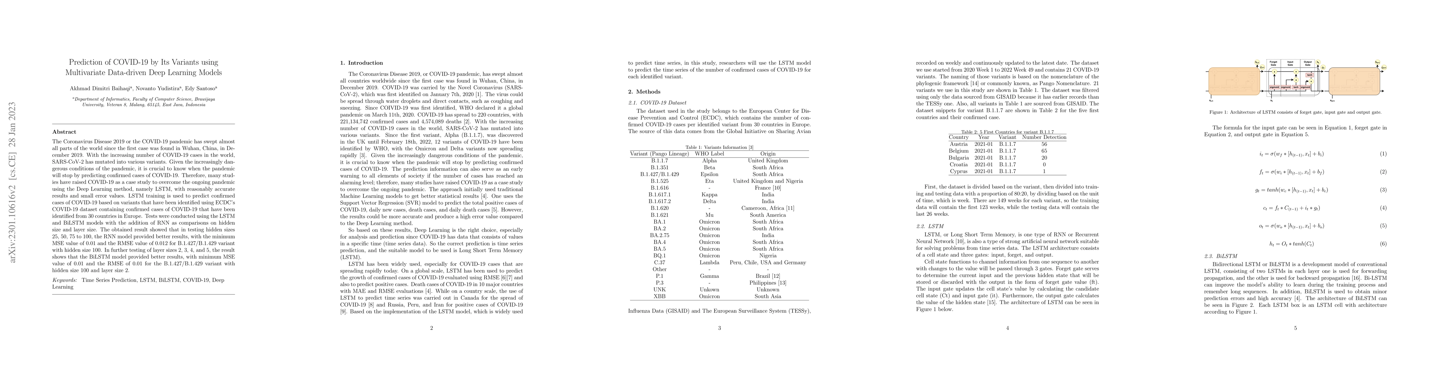 Thumbnail for Prediction of COVID-19 by Its Variants using Multivariate Data-driven
  Deep Learning Models