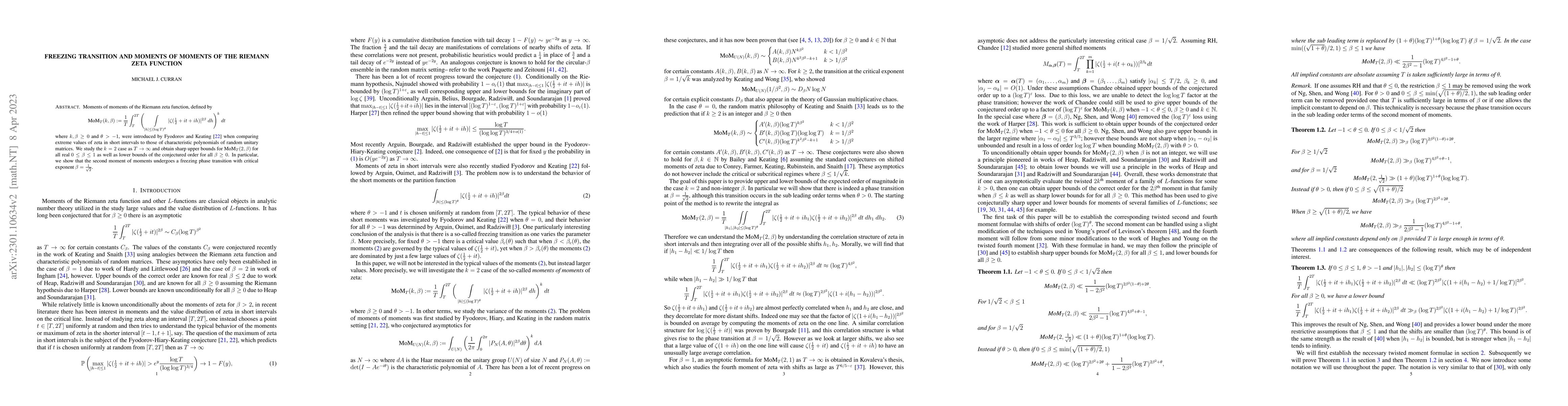 Thumbnail for Freezing transition and moments of moments of the Riemann zeta function