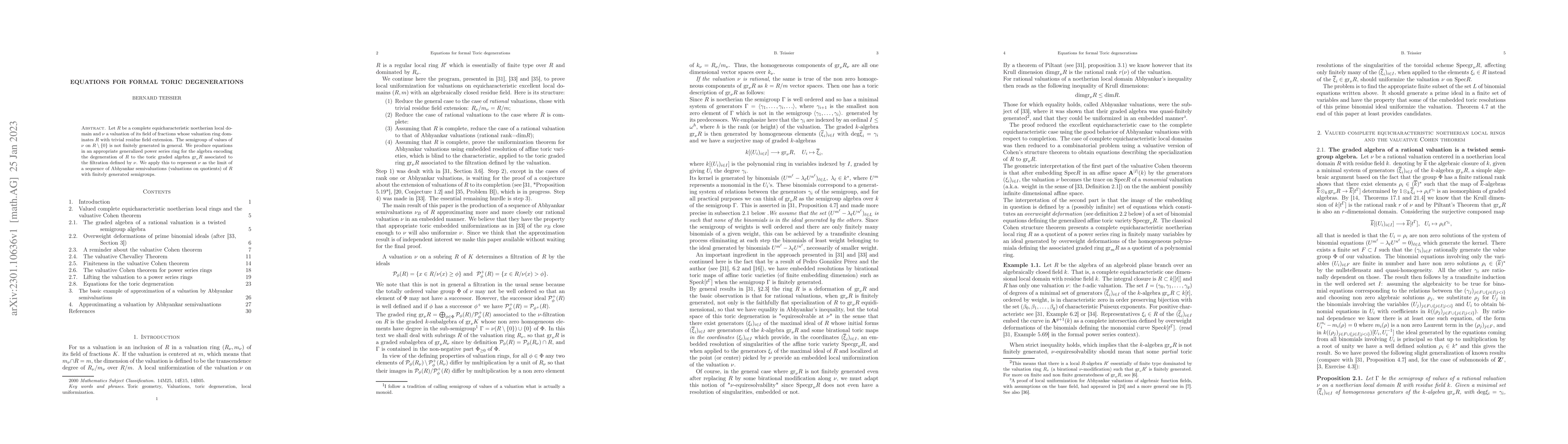 Thumbnail for Equations for formal toric degenerations
