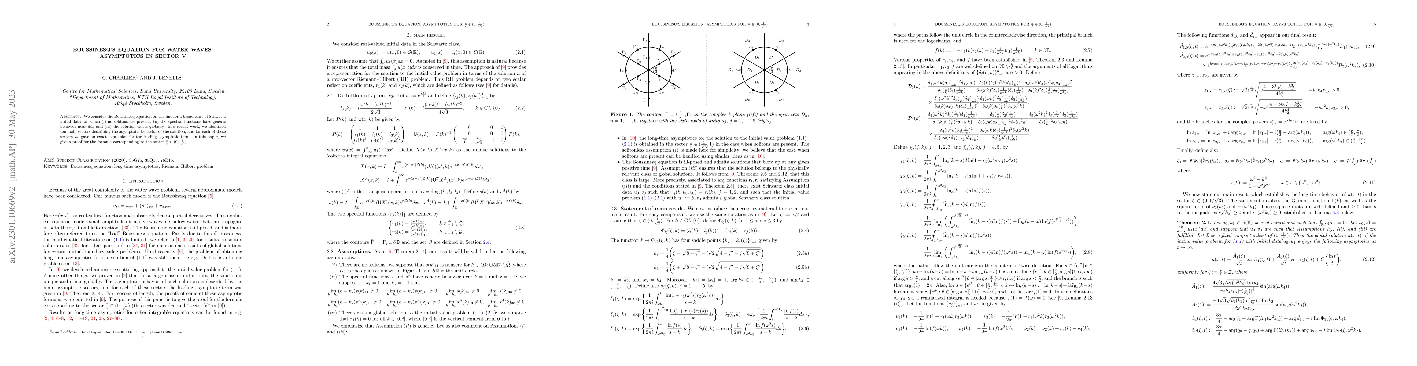 Thumbnail for Boussinesq's equation for water waves: asymptotics in sector V