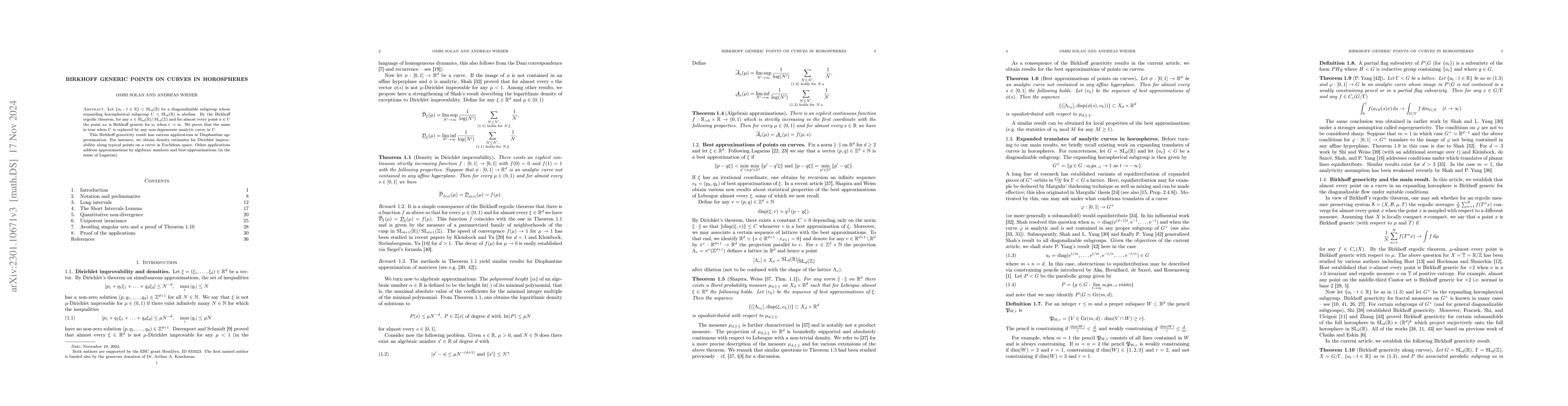 Thumbnail for Birkhoff generic points on curves in horospheres