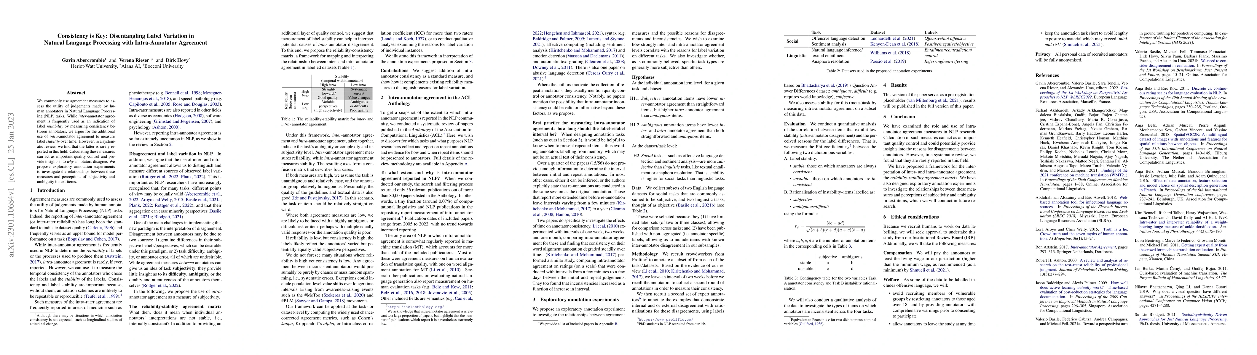 Thumbnail for Consistency is Key: Disentangling Label Variation in Natural Language
  Processing with Intra-Annotator Agreement