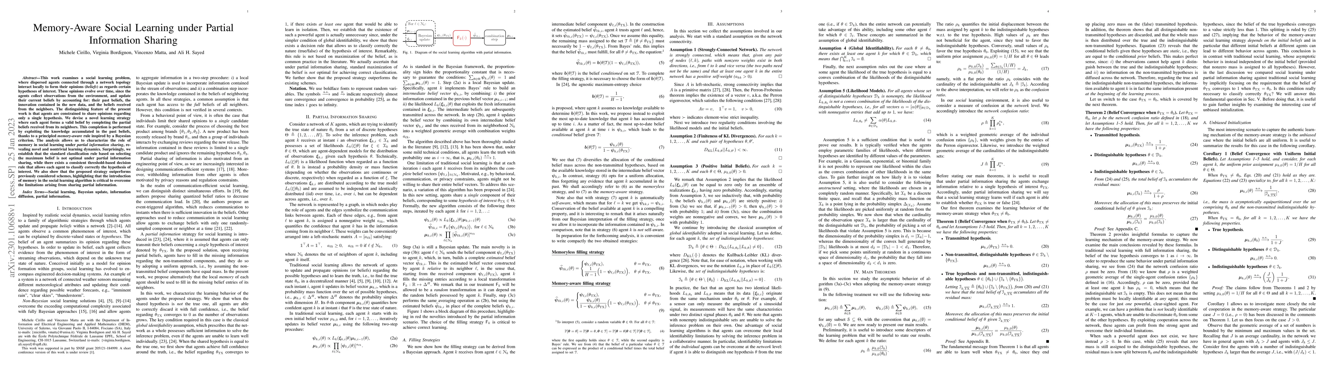 Thumbnail for Memory-Aware Social Learning under Partial Information Sharing