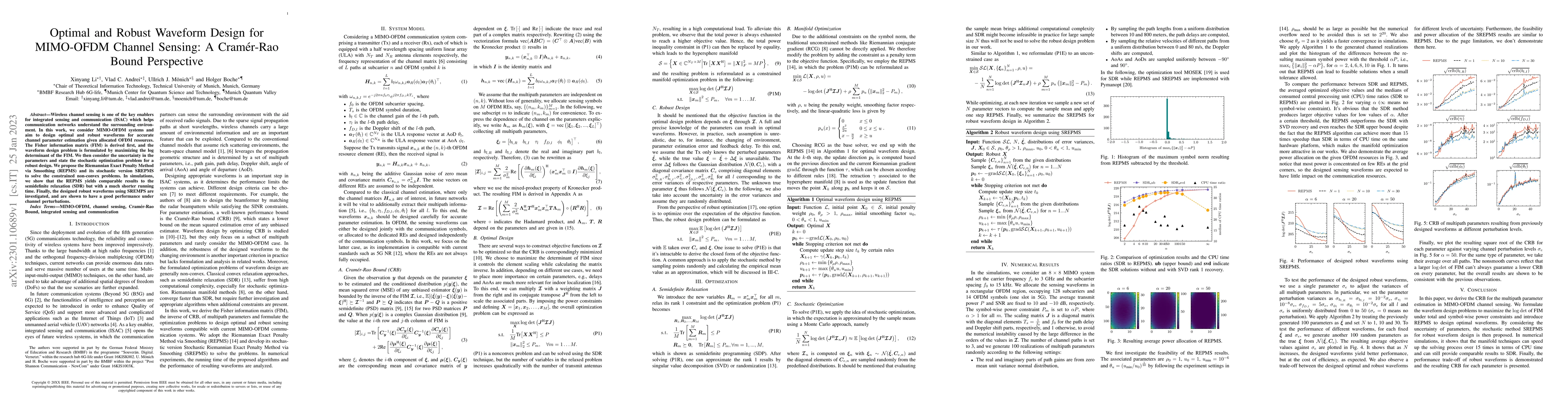 Thumbnail for Optimal and Robust Waveform Design for MIMO-OFDM Channel Sensing: A
  Cram\'er-Rao Bound Perspective