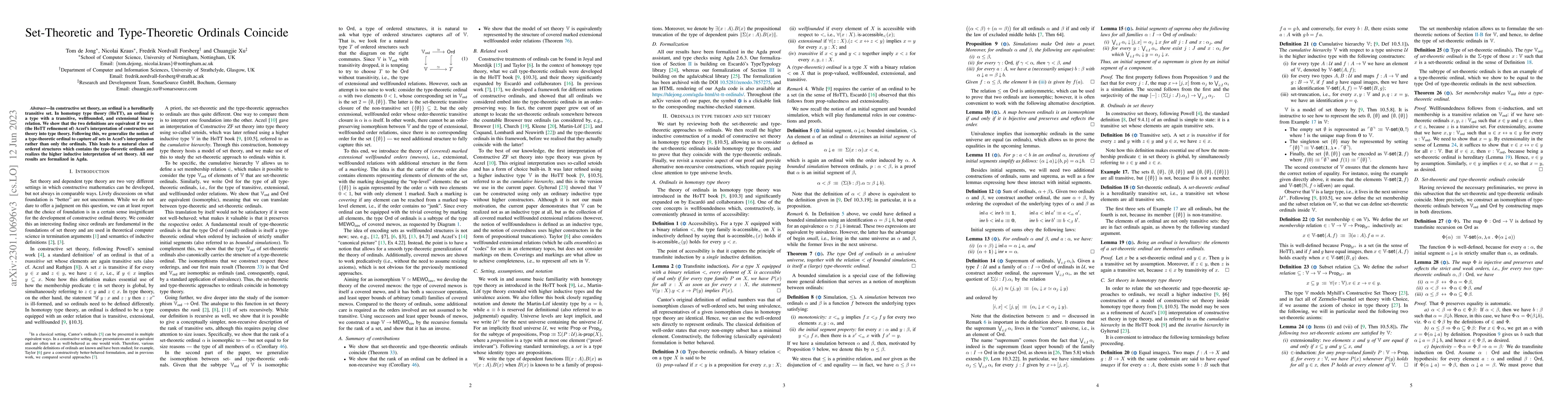 Thumbnail for Set-Theoretic and Type-Theoretic Ordinals Coincide