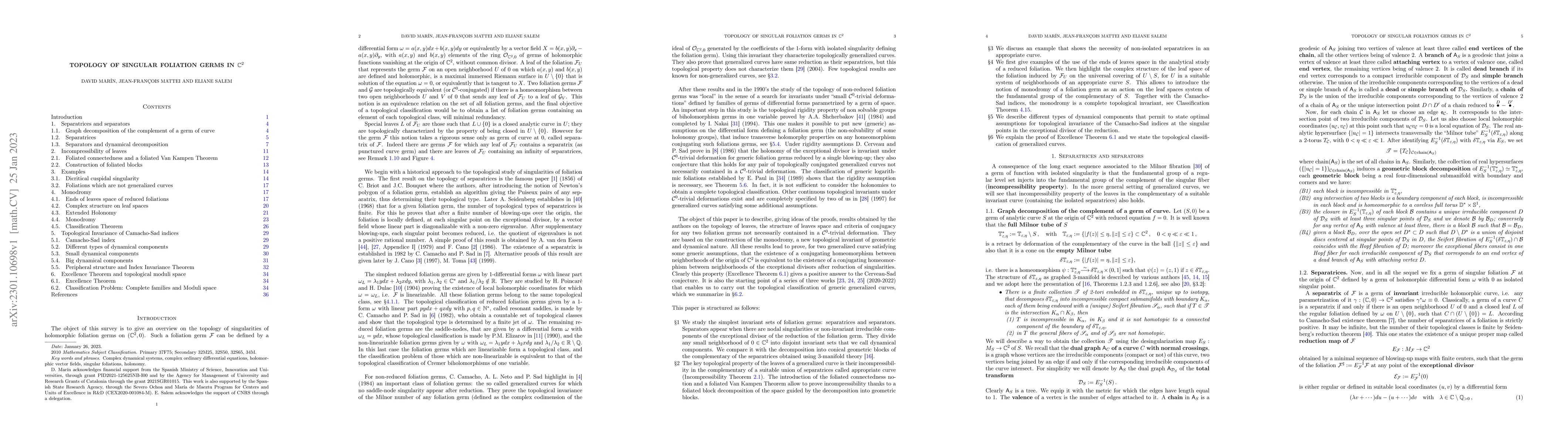 Thumbnail for Topology of singular foliation germs in $\mathbb C^2$