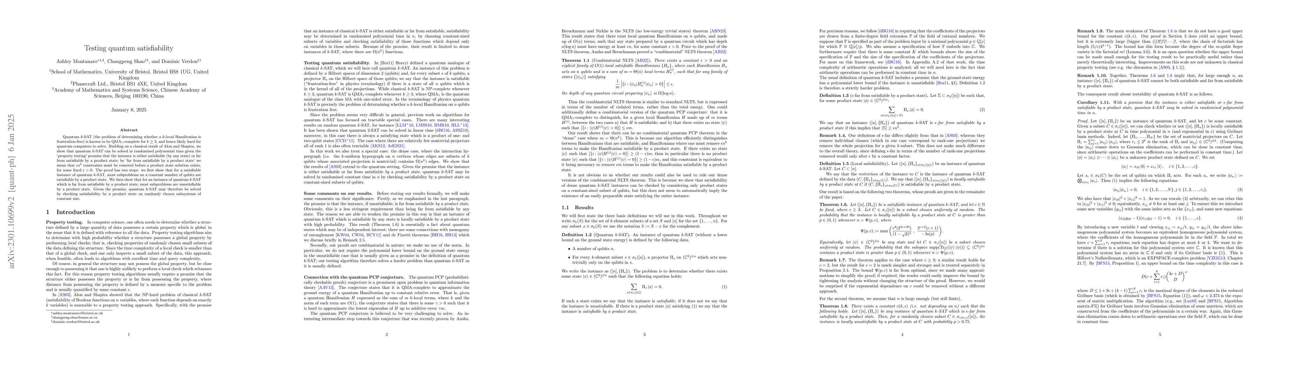 Thumbnail for Testing quantum satisfiability