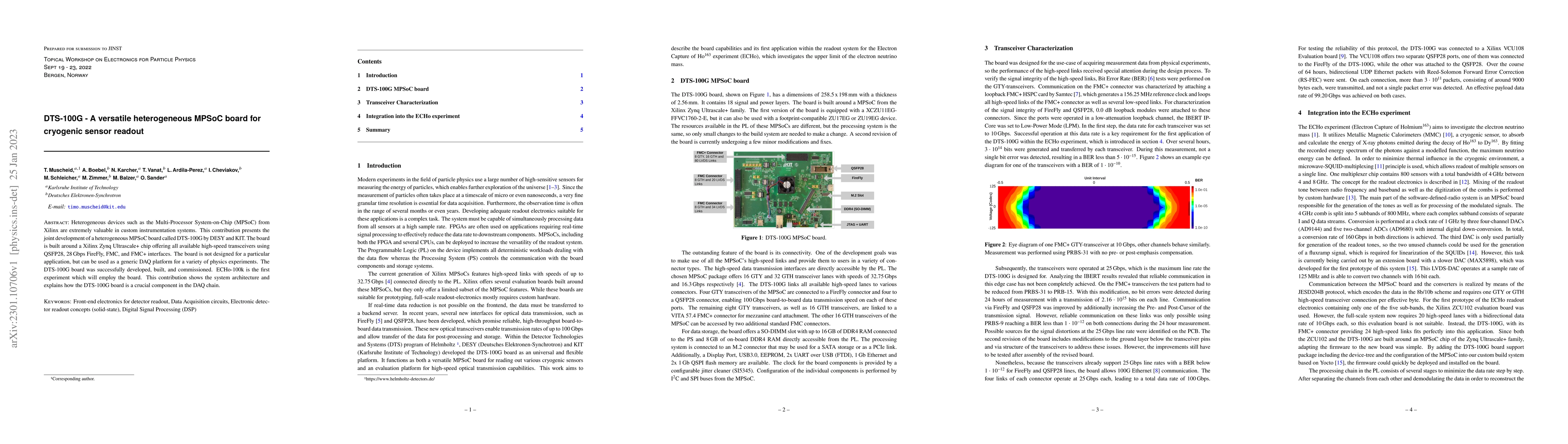 Thumbnail for DTS-100G -- A versatile heterogeneous MPSoC board for cryogenic sensor
  readout