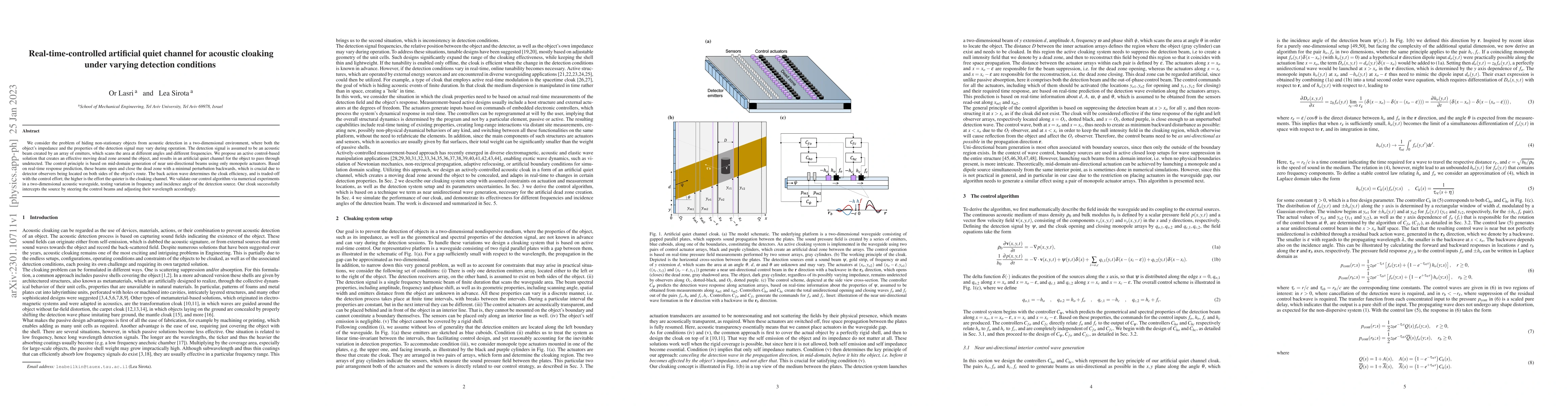 Thumbnail for Real-time-controlled artificial quiet channel for acoustic cloaking
  under varying detection conditions
