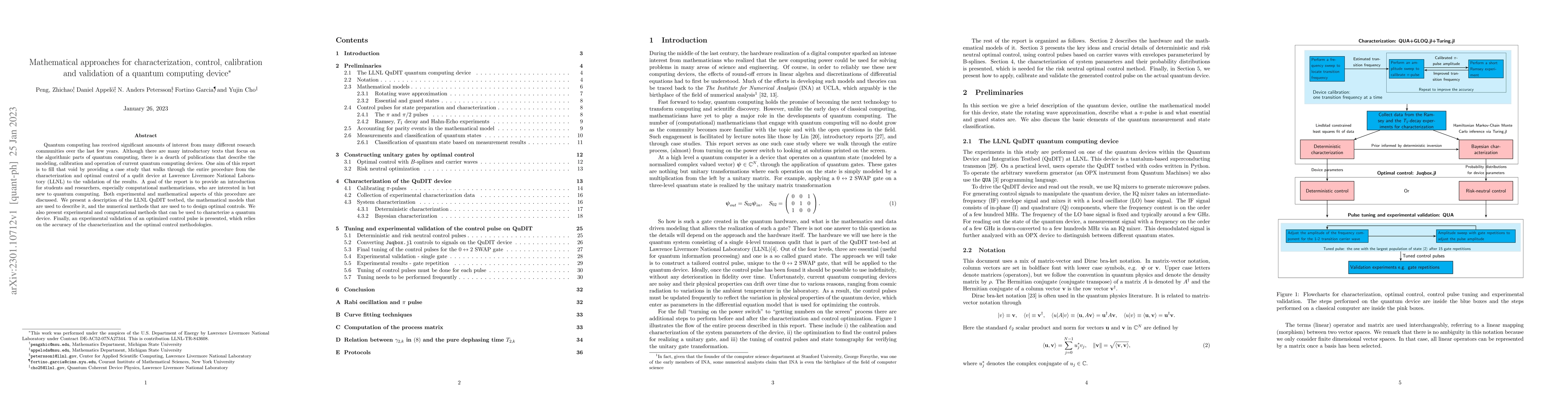 Thumbnail for Mathematical approaches for characterization, control, calibration and
  validation of a quantum computing device
