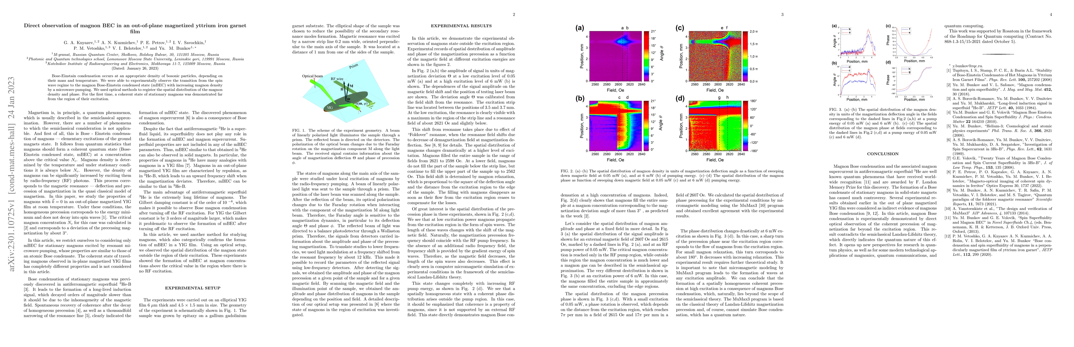 Thumbnail for Direct observation of magnon BEC in an out-of-plane magnetized yttrium
  iron garnet film