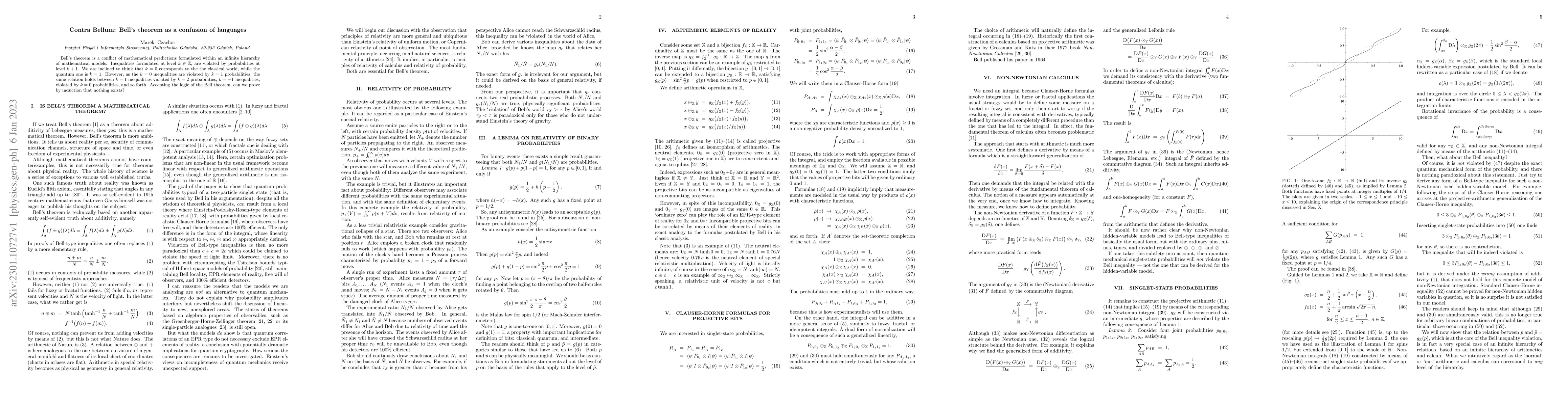 Thumbnail for Contra Bellum: Bell's theorem as a confusion of languages