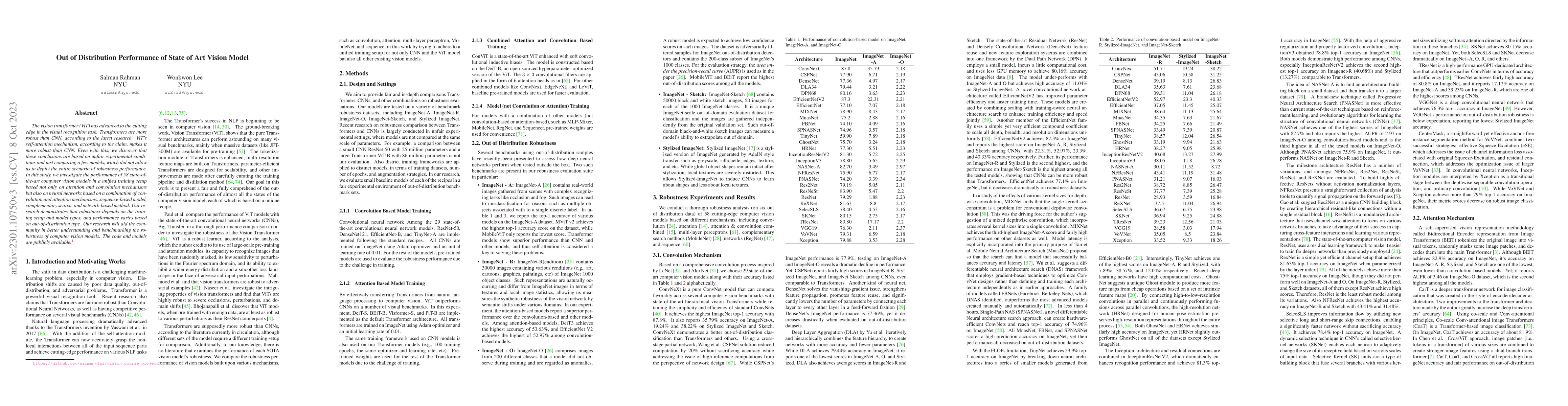 Thumbnail for Out of Distribution Performance of State of Art Vision Model