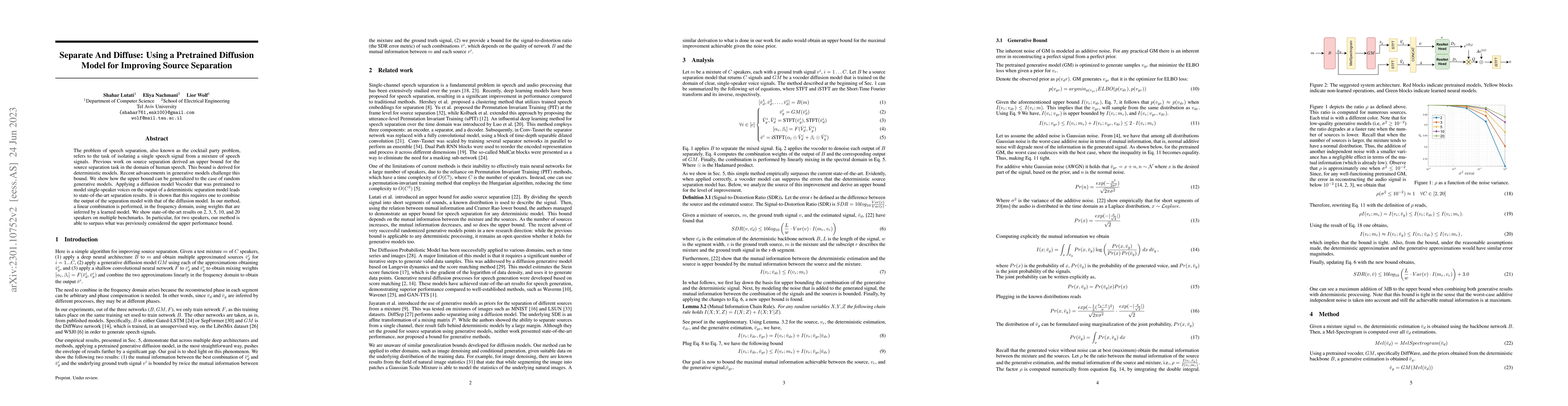 Thumbnail for Separate And Diffuse: Using a Pretrained Diffusion Model for Improving
  Source Separation