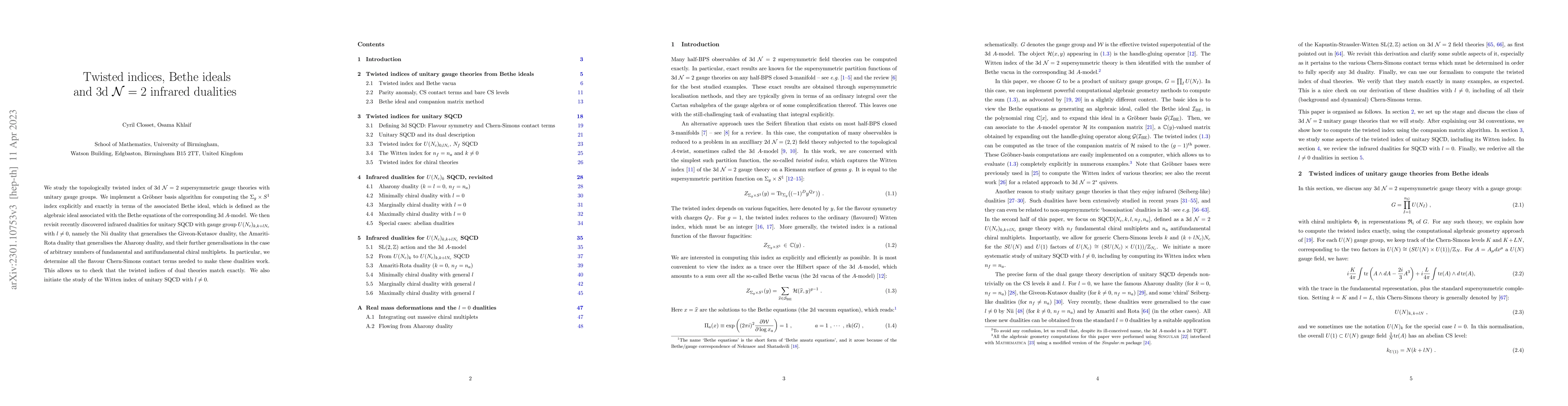Thumbnail for Twisted indices, Bethe ideals and 3d $\mathcal{N}=2$ infrared dualities