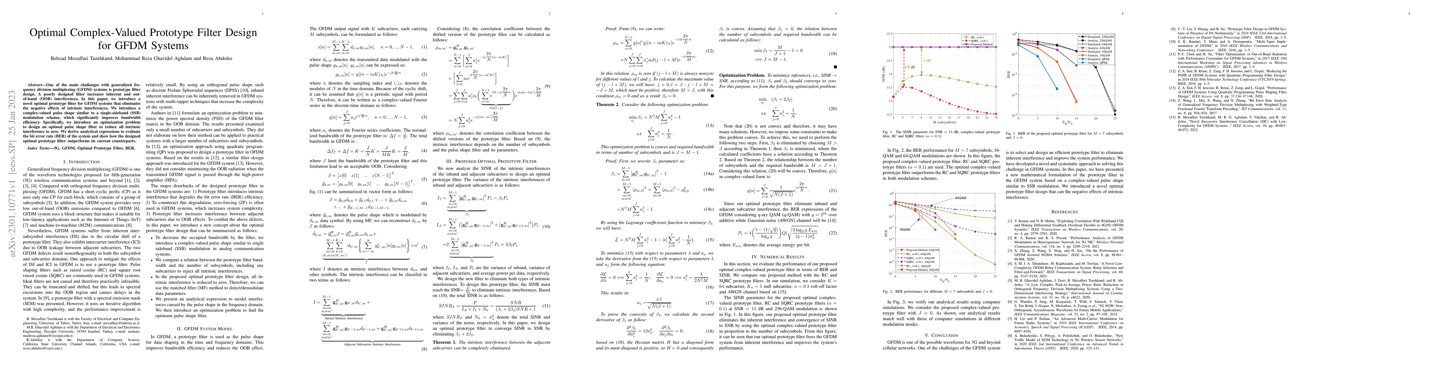 Thumbnail for Optimal Complex-Valued Prototype Filter Design for GFDM Systems