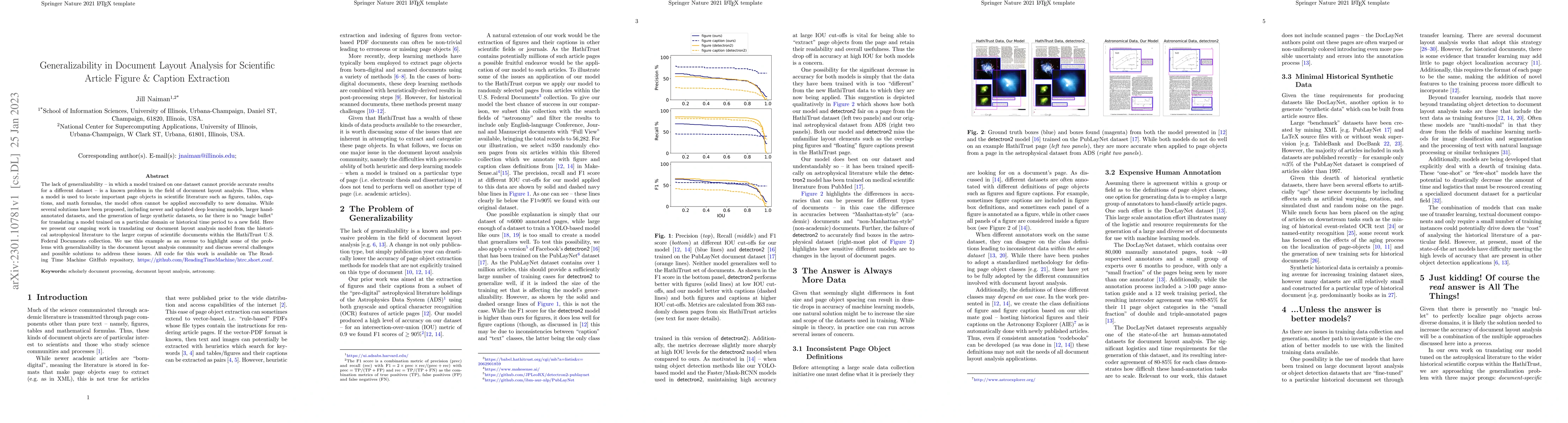 Thumbnail for Generalizability in Document Layout Analysis for Scientific Article
  Figure & Caption Extraction