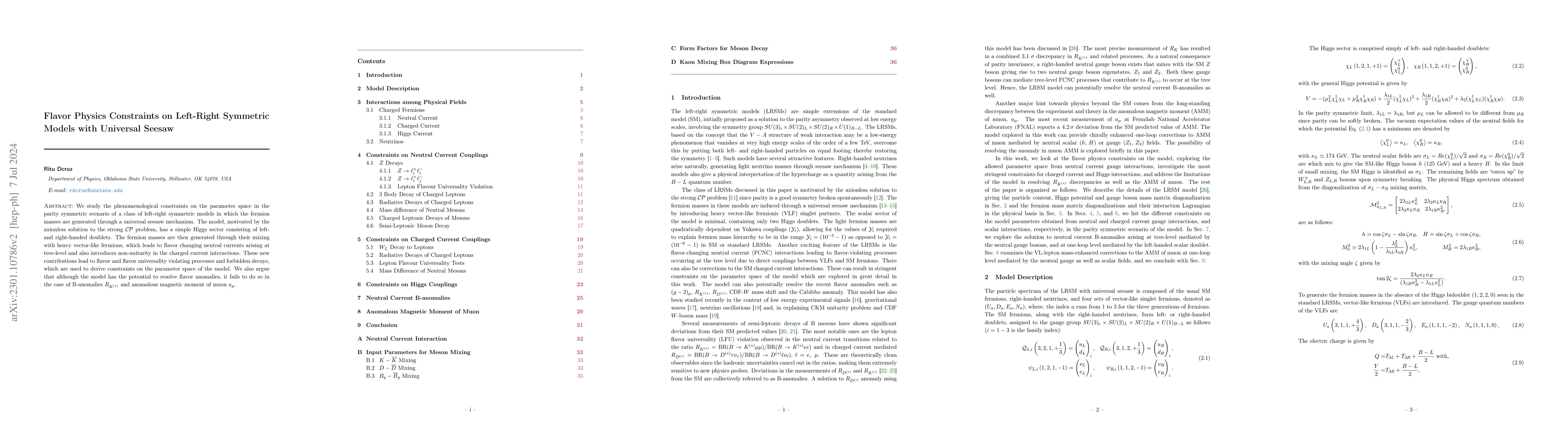 Thumbnail for Flavor Physics Constraints on Left-Right Symmetric Models with Universal
  Seesaw