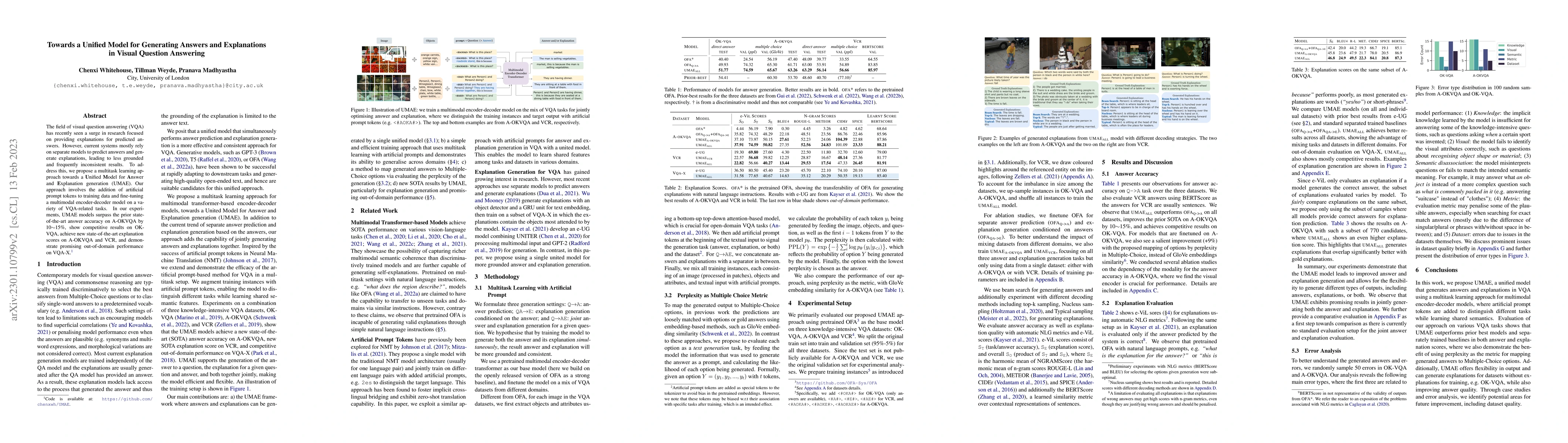 Thumbnail for Towards a Unified Model for Generating Answers and Explanations in
  Visual Question Answering