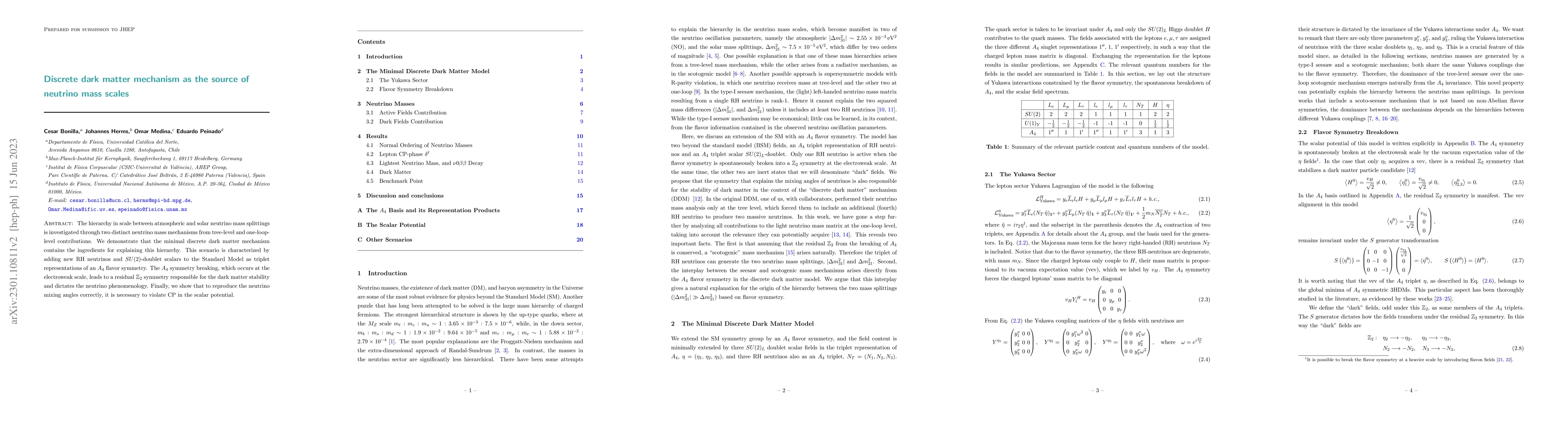 Thumbnail for Discrete dark matter mechanism as the source of neutrino mass scales