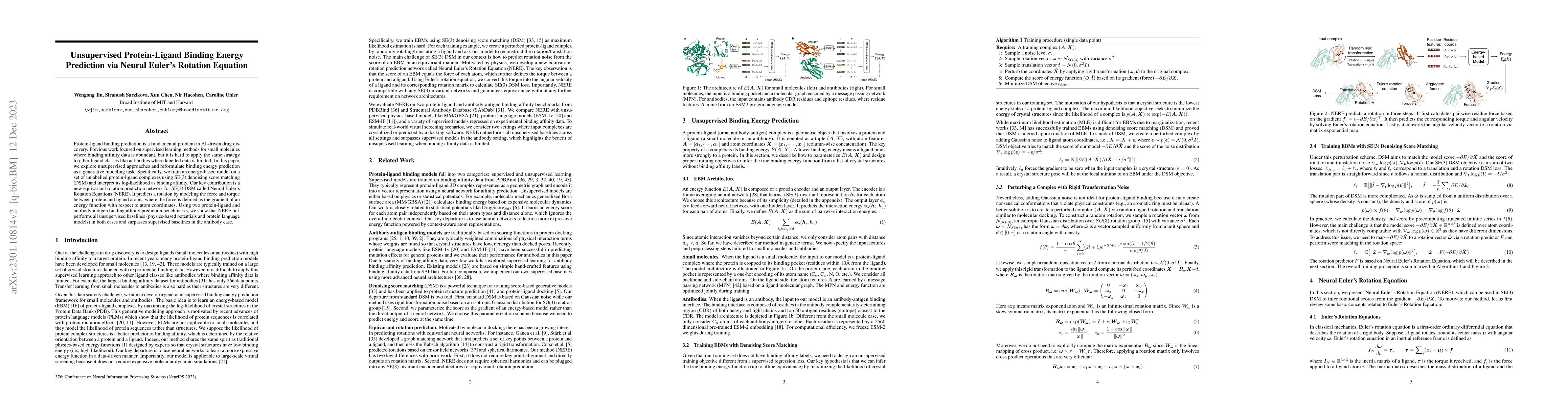 Thumbnail for Unsupervised Protein-Ligand Binding Energy Prediction via Neural Euler's
  Rotation Equation