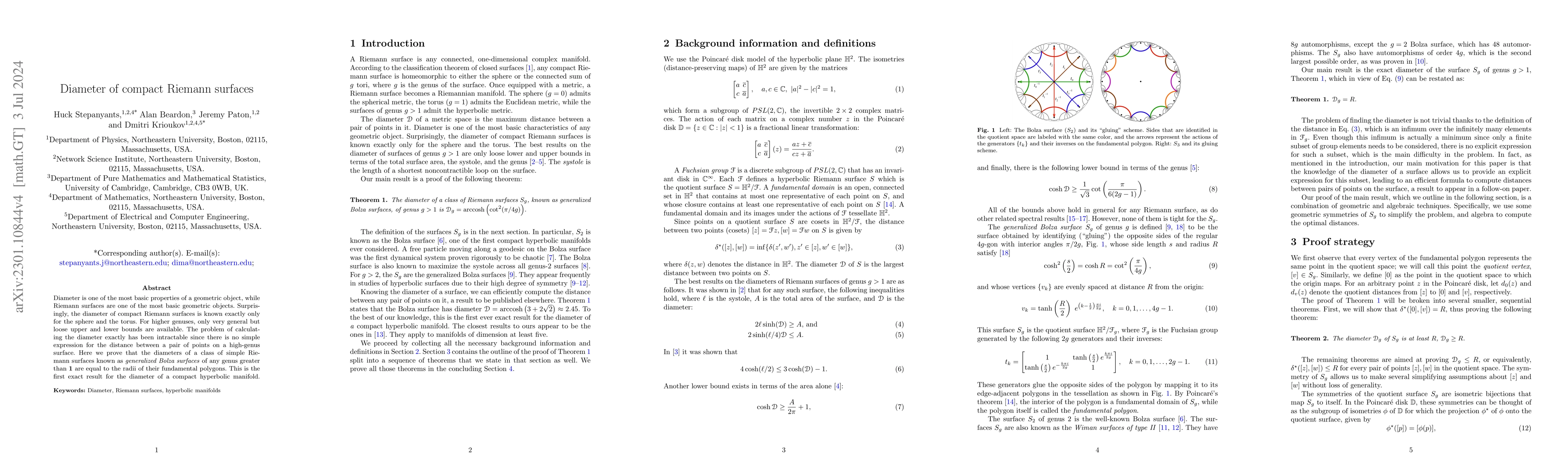 Thumbnail for Diameter of Compact Riemann Surfaces
