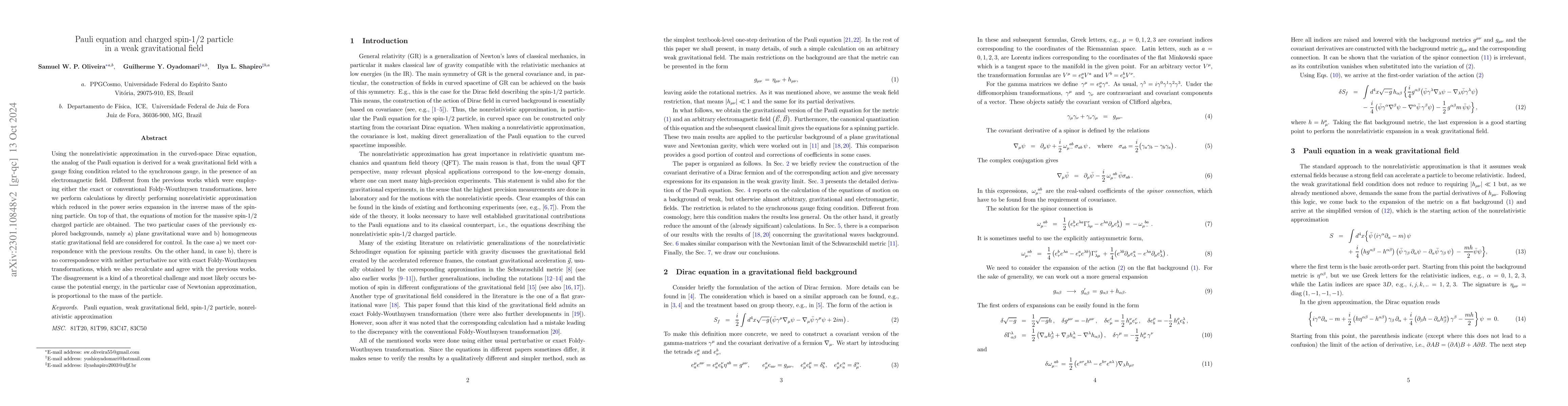 Thumbnail for Pauli equation and charged spin-1/2 particle in a weak gravitational
  field