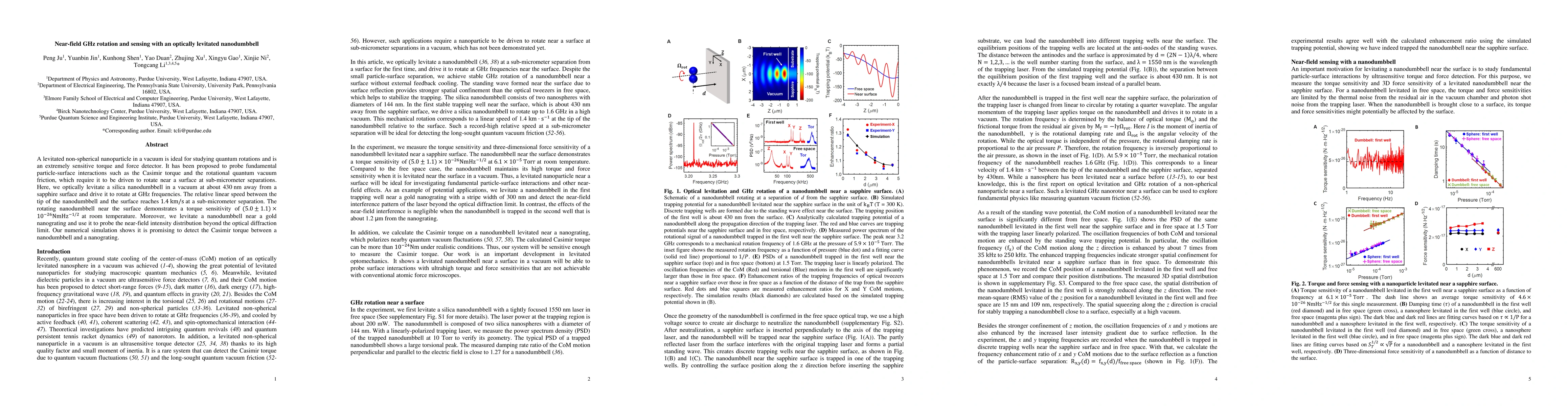 Thumbnail for Near-field GHz rotation and sensing with an optically levitated
  nanodumbbell